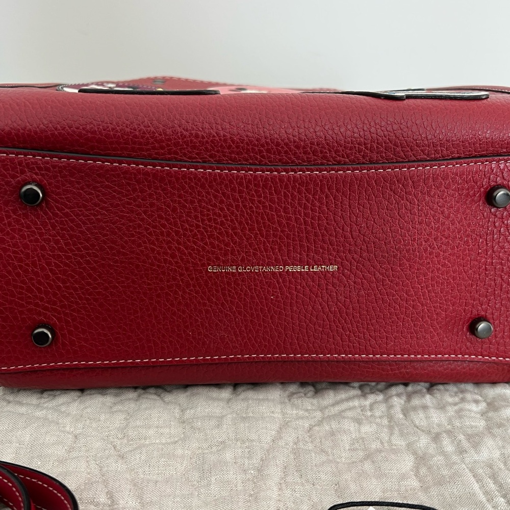 Coach Red Satchel with Playful Cartoon Patches - Picture 6 of 9